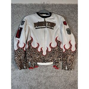 Power Trip Women's XS Mesh Motorcycle‎ Jacket Leopard Flames Street Riding